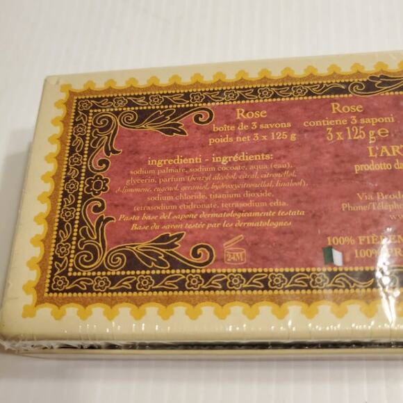 New Saponificio Artigianale Fiorentino Italy Boxed Soap 3 x 4.4oz Rose Scented - Picture 7 of 10